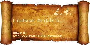 Lindtner Arikán névjegykártya